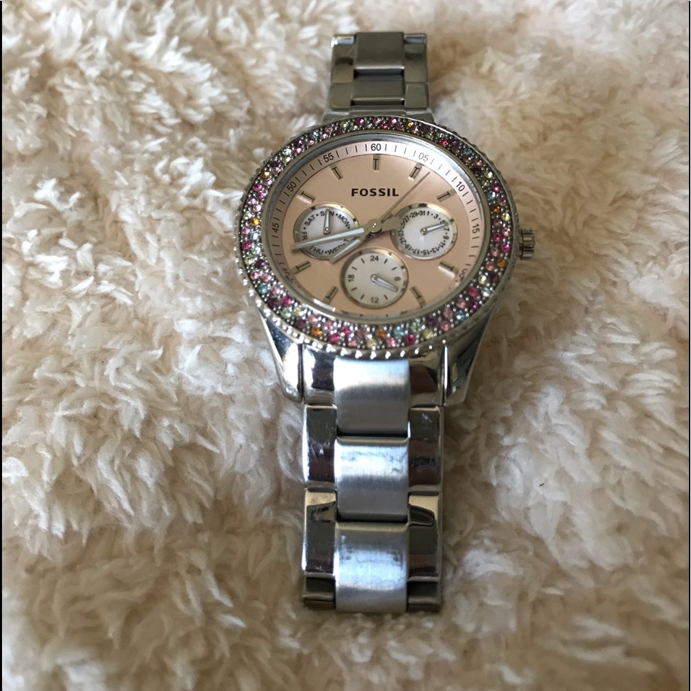 FOSSIL watch with multicolored rhinestones - Picture 2 of 8